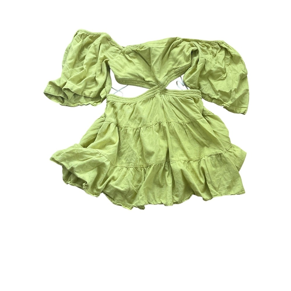 Free People Cross Of Sunlight Mini Dress Cutout Puff Sleeve Festival Boho. Mediu - Picture 3 of 7